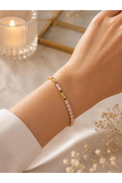 Vipfoni Baguette Stone Waterway Steel Bracelet in Soft Colors