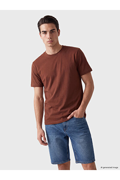 LC Waikiki Vizyon New Season Brown Crew Neck Men's T-Shirt