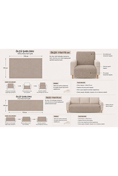 SYCAMORE HOME Single Sofa Cover 110X175 cm |   3-Seat Sofa Seat Cover |   Chenille Jacquard Non-Slip Washable Sofa Throw Sofa Bed Cover