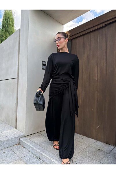 YK FASHION Şalvar Bağlama Detaylı Vatkalı Takım