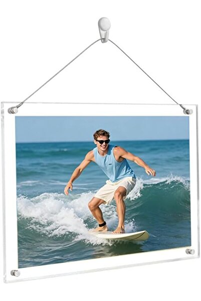 EXCEFORE Clear Acrylic Picture Frame 8.5x11 inch, A4 Wall Mount Floating Fram...