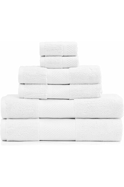 Simple&Opulence طقم مناشف فاخر 100% قطن، 6 قطع، مناشف ناعمة وماصة للحمام والف...