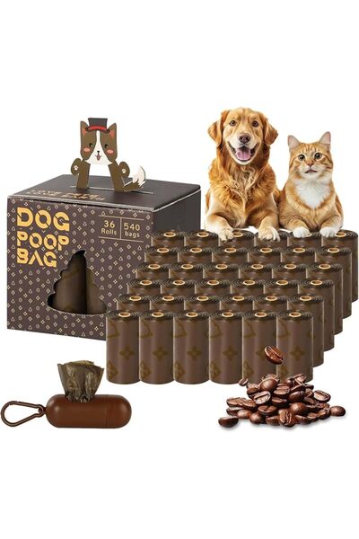 BOOMBOOMBOOM أكياس فضلات الكلاب، 36 لفة، 540 قطعة، أكياس نفايات الحيوانات الأ...