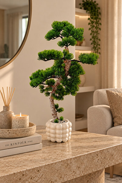 Marka Dekoratif Yapay Bonsai Ağacı – 80 cm – Beton Saksı Dahil