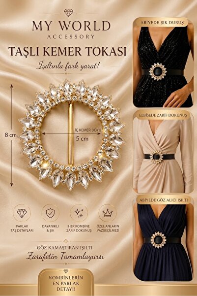 MY WORLD ACCESSORY Damla Taşlı Kemer Tokası