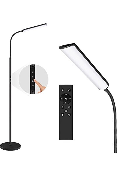 ALMEKAQUZ مصباح أرضي LED، مصابيح أرضية ساطعة بقوة 15 واط لغرفة المعيشة مع مؤق...