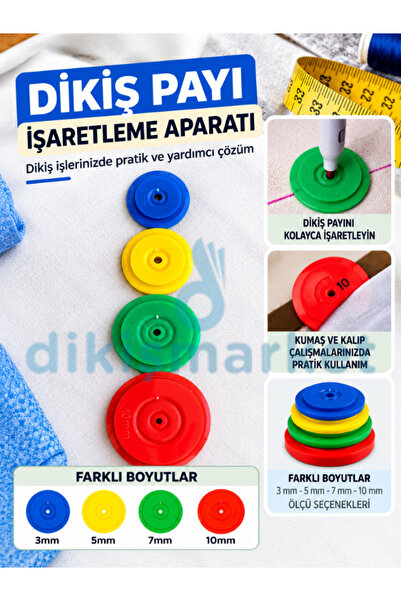 dm dikişmarket Dikiş Payı Ölçme Pulu 4'lü Set