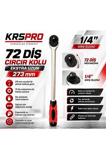 Rico 1/4 Uzun Lokma Cırcır Kolu 270mm 72 Diş