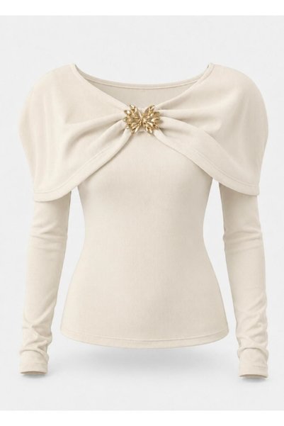 ns nirvana secret Women's Shoulder Cape Accessory Detailed Blouse