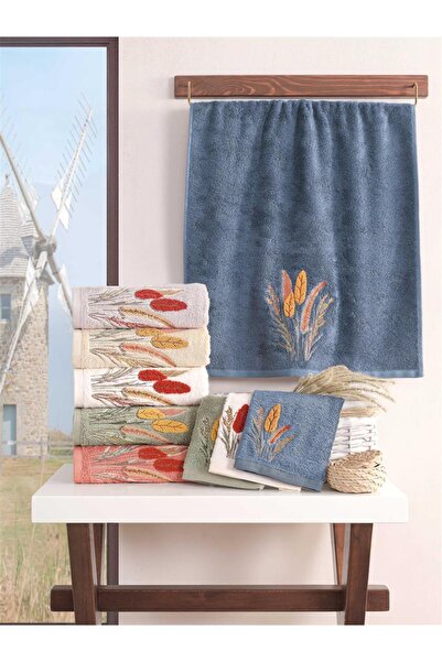 MARİBOR (Set of 6) Premium 3D Embroidered Bamboo Special Boxed 50X90Cm. Çeyiz...