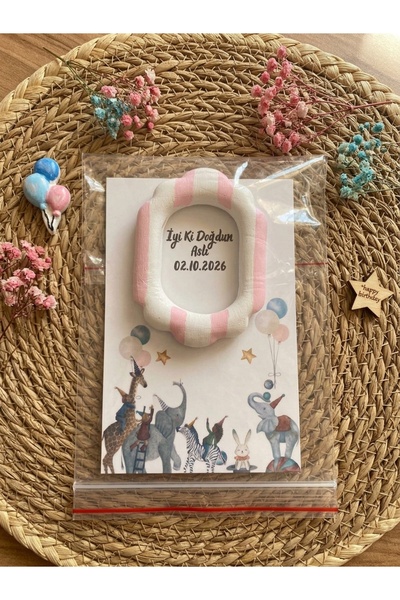 Caldium Store Seramik Kişiye Özel Kartlı Magnet Doğum Günü. Yeni Doğan Hediye...