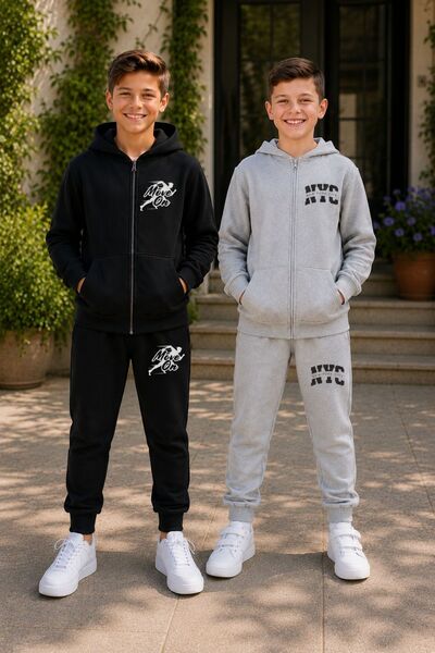 armicem Kids Printed Multi-Colored 2-Set Children's Tracksuit Combination Unisex