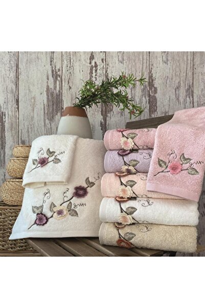 MARİBOR (Set of 6) Premium 3D Embroidered Bamboo Special Boxed 50X90Cm. Çeyiz...