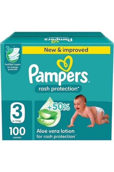 Pampers Main Line صندوق التدليل رقم (3)، ضخم من 100 قطعة