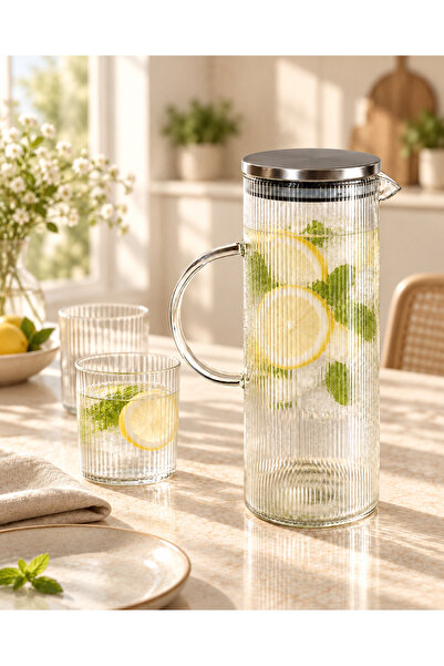 Queen’s Kitchen Vakum Kapaklı Borosilikat Cam Sürahi – 1200 ml