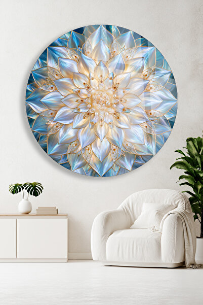 TAULART TABLA ROTUNDA DE STICLA FLORI DE CRISTAL MANDALA DECOR DE PERETE CADO...