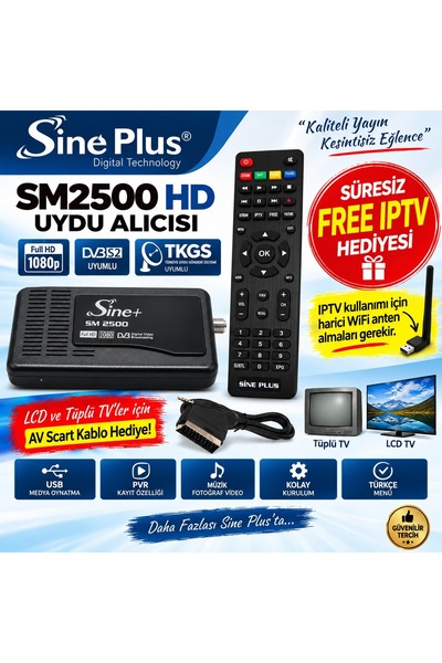 Sine Plus SM-2500 HD Uydu Alıcı - Av Scart Kablo Hediyeli