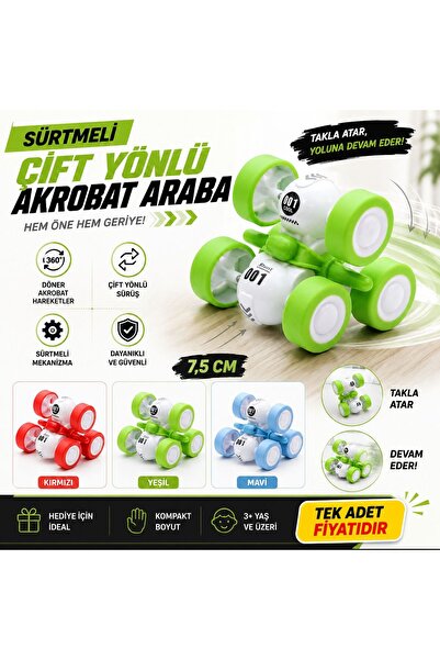 BYCEGU ÇİFT YÖNLÜ AKROBATİK SÜRTMELİ OYUNCAK ARABA BİR ADETTİR