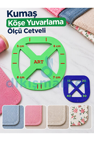 dikişmarket Kumaş Köşe Yuvarlama Ölçü Cetveli 2 li Set