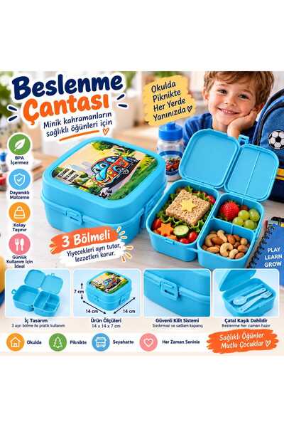 ASG BESLENME ÇANTASI 3 BÖLMELİ PBA İÇERMEYEN GIDA İLE UYUMLU BESLENME KUTUSU ...