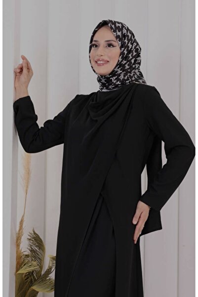 Tek Omuz Gold Toka Detaylı Tunik Pantolon Takım
