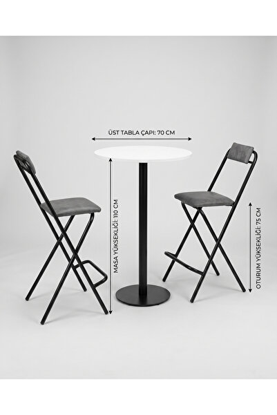 Genel Markalar Bistro Masa Sandalye Seti 70 cm Tabla 107 cm Kokteyl Masa Kafe...