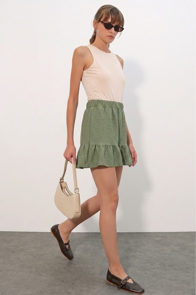 Merterium Women's Knitted Mini Skirt 1604 - Çağla