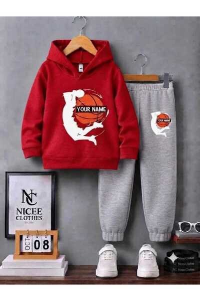 NC Nicee Clothes طقم رياضي للأطفال للجنسين (برتقالي مع طباعة اسمك) للشتاء