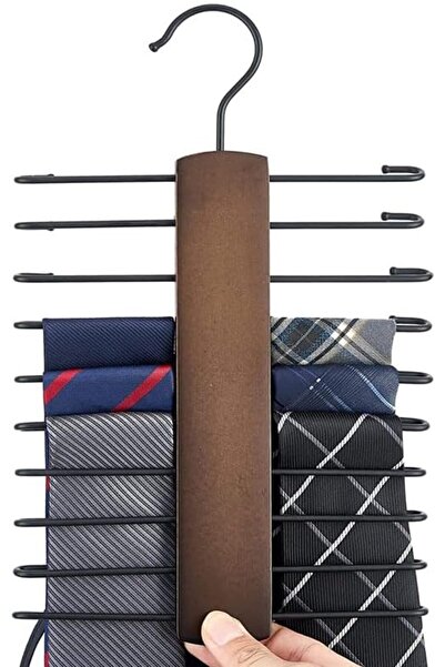 Paporich 2 Pcs Wooden Tie Rack Retro Tie Belt Storage Hanger, Organizer for M...