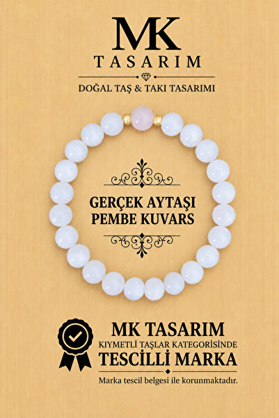 MK tasarım سوار من حجر القمر الحقيقي MK.7000.860 - سوار مريح - مهدئ للروح - س...