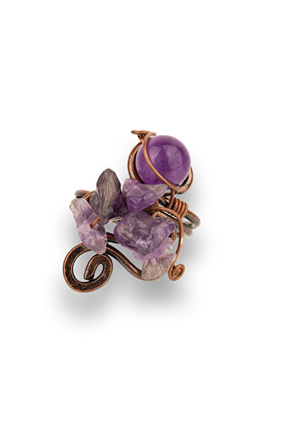 Zeynep Büyükbay Amethyst crushed natural stone ring (adjustable)