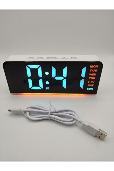 Neler Geldi Neler Dijital Led Alarm Saati, Tarih Göstergeli, Çift Alarm Gece Lambası Masa Saati Saatli Gece Lambası