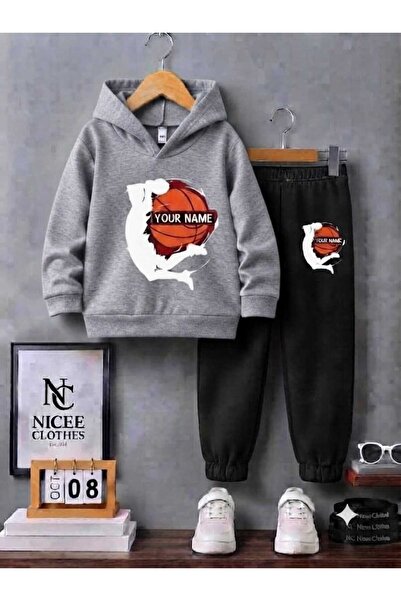 NC Nicee Clothes طقم رياضي للأطفال للجنسين (برتقالي مع طباعة اسمك) للشتاء