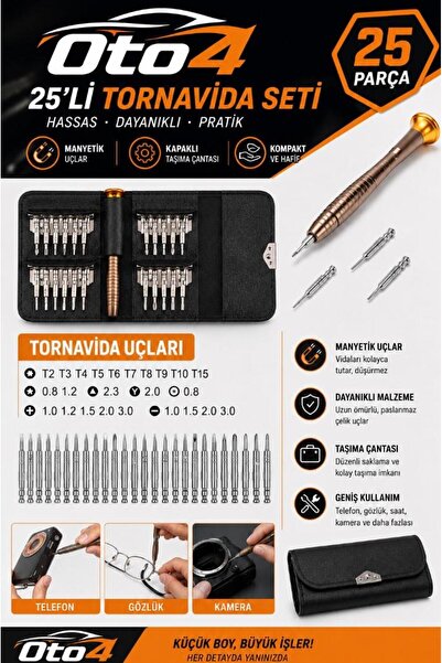 Genel Markalar 25 Parça Telefon Elektronik Tamir Saatçi Küçük Mini Tornavida ...