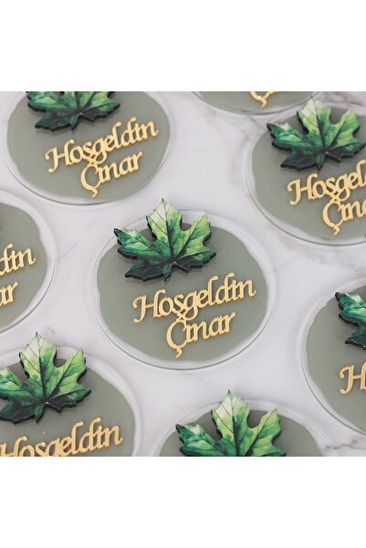 Çikolata Atölyesi Çınar Yaprağı Temalı Erkek Bebek Magneti 20 Adet