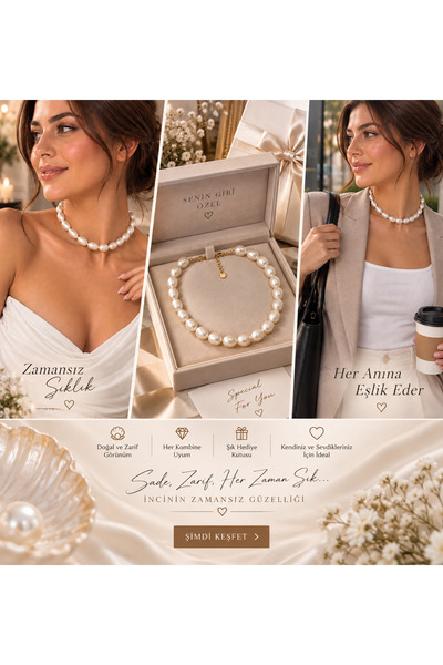 kadın barok model inci kolye gerdanlık inciler kırık beyazdır düğün gelin nikah balayı abiye kolyesi sevgililer günü yılbaşı yeni yıl anneler günü hediyelik takı aksesuar