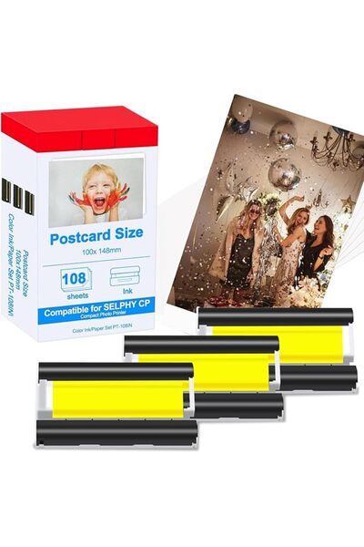 GENERAL كيه بي-108 متوافق مع طابعة كانون سيلفي سي بي 1500، 3 خراطيش حبر و108 ...
