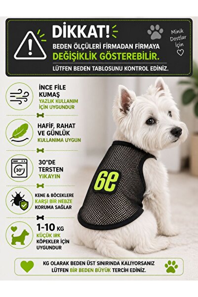 DOGİ&DOG Small Breed Black Mesh 69 Summer Athlete Dog Outfit Cat Outfit (1-10kg)
