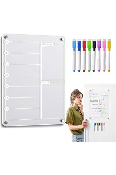 ANYUAN Magnetic Acrylic Menu Board for Refrigerator, Clear Dry Erase Board wi...
