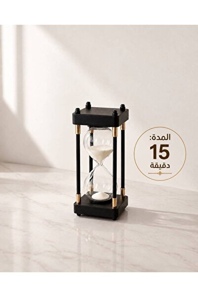 bity thok ساعة رملية فاخرة بإطار أسود – 15 دقيقة