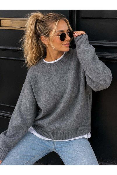 FAVORİST Soft Knitwear Pulover casual din bumbac pentru femei