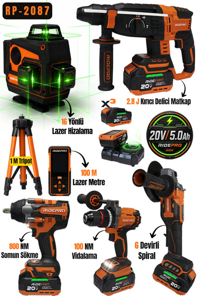 RİDEPRO 4’LÜ SET 800 NM’Lİ + 3’LÜ SET 16 YÖNLÜ LAZER VE LAZER M