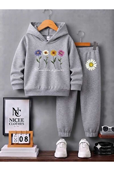 NC Nicee Clothes Children's Unisex Tracksuit Set (4-Piece Daisy Print Winter ...