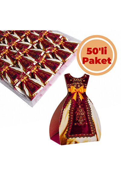 Renk İthalat Kaftanlı Kına Bordo 50'li Paket Hediyelik Dağıtmalık Hazır Paket...