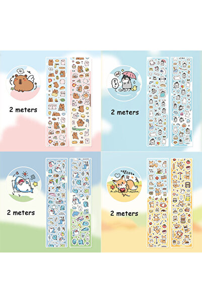 Choice 4 Styles One Each 1/4 Rolls Cute Animal Tape Stickers Cute Pet Handboo...
