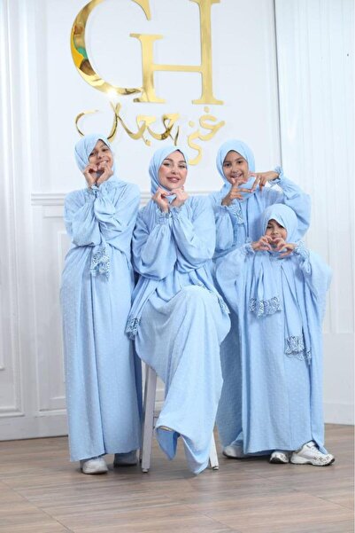 ghina hijab شرشف صلاة غنى حجاب منقط للأطفال 3-5 سنوات - أزرق