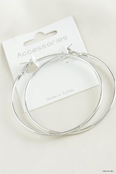 ZERO LAND Zngzrmll Tube Hoop Earrings 6 cm (142400) Silver Color