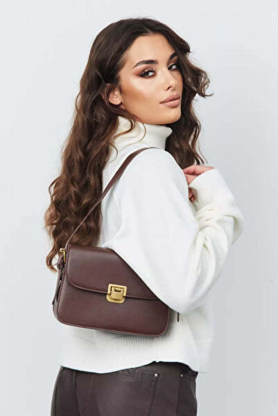 Trendyup Geantă de urmăr damă , din piele ecologică, crossbody, model VELO Coffee Brown
