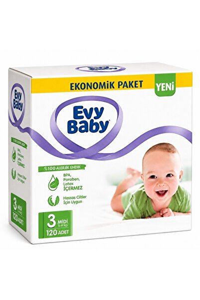Evy Baby Baby Diapers Size 3 5-9 kg Midi 120 Pieces Super Economic Opportunit...