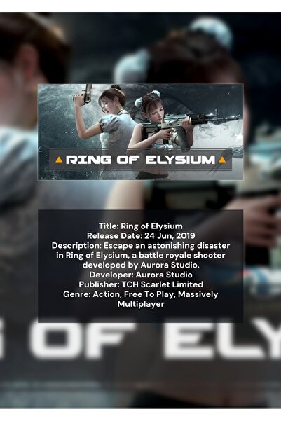OEM Infographic Poster The Ring of Elysium, Battle Royale Video Game, 250g Ca...